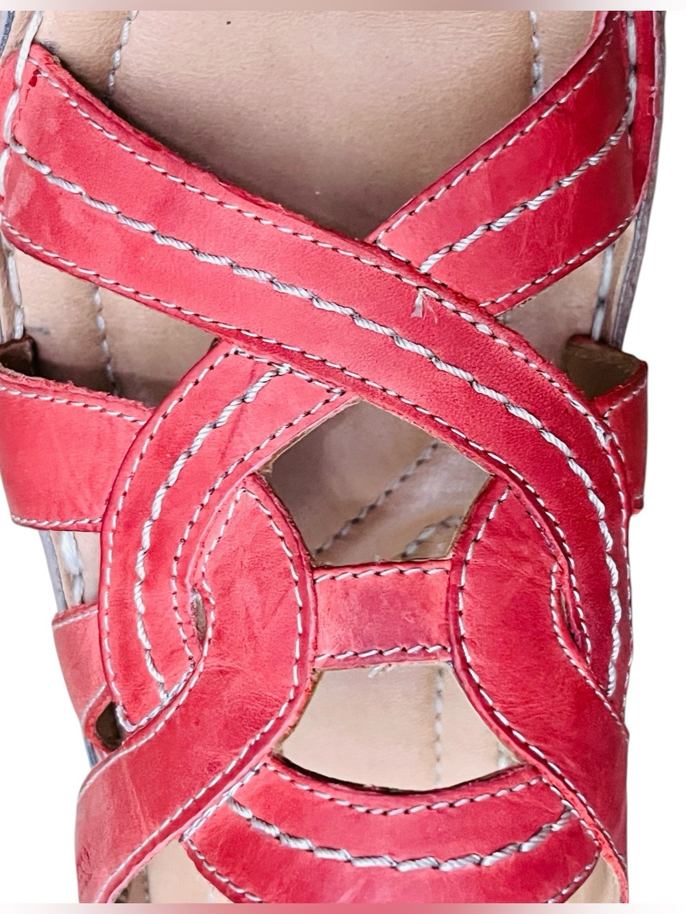 Josef Seibel Catalonia Sandals Leather Red Slip On Comfort Slides Shoes Sz 9 - Picture 6 of 12